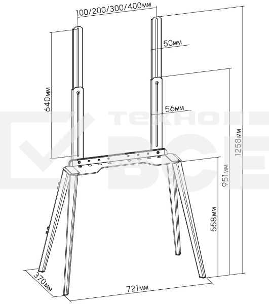 Подставка для телевизора Cactus CS-ST3644BKWN черный/орех 43