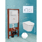 Комплект BAU 6 в 1: усиленная инсталляция BAU IDEAL, унитаз подвесной безободковый Bau Nimb Hurricane смыв торнадо, быстросъемное тонкое сиденье дюропласт микролифт, клавиша BAU Strike, белая/хром, фото5