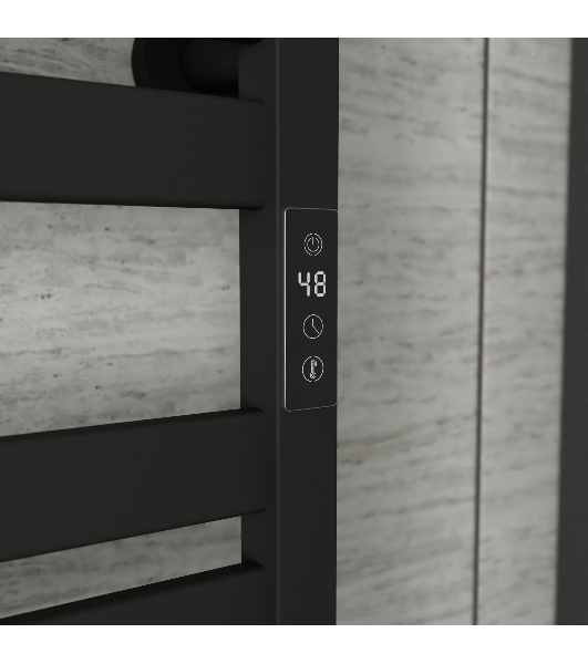 Полотенцесушитель дизайнерский электрический BAU Elite Black 53х52, подключение справа, черный матов
