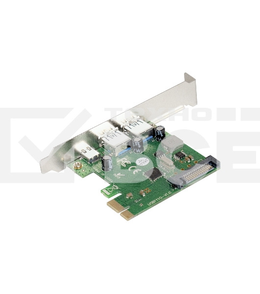 Контроллер ExeGate EXE-323 PCI-E 2.0, 2*USB3.0 ext + 1*Type-C, разъем доп.питания (OEM)