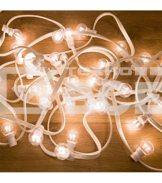 Гирлянда LED Galaxy Bulb String 10м, белый КАУЧУК, 30 ламп*6 LED БЕЛЫЕ, влагостойкая IP65
