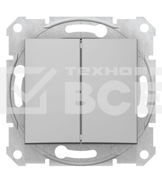 Механизм выключателя 2-кл. СП Sedna 10А IP20 алюм. SchE SDN0300160