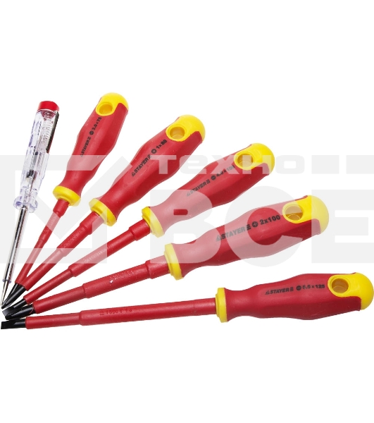 Набор STAYER PROFI ELECTRO 25145-H6_z01диэлектрические. тестер. 100-250В. Cr-V. 6шт