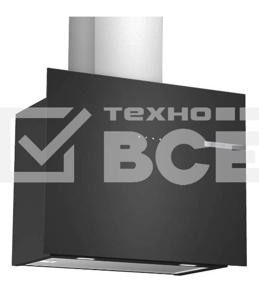 Вытяжка каминная Bosch DWF65AJ60T черный, 59 см, 649 куб. м/ч, 68 дБ