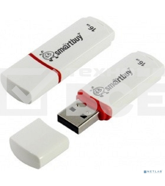 Флеш диск USB 2.0 Flash Drive 16GB Smartbuy Crown White (SB16GBCRW-W)