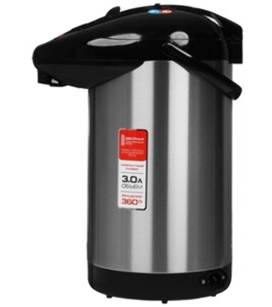 Термопот Centek CT-0080 черный, 3л, 600Вт, 3 способа подачи воды, корпус из нержавеющей стали