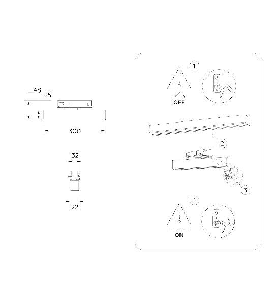 Трековый однофазный светильник Ambrella light GL6767 BK черный LED 12W 4200K 300*22*48