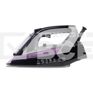 Утюг Galaxy Line GL 6128, фиолетовый с черным, паровой, 2200 Вт, постоянный пар 30 г/мин, паровой удар 140 г/мин, функции: самоочистка, антикапля, антинакипь, функция увлажнения, вертикальное отпаривание, защита от перегрева,  индикатор нагрева, керамичес