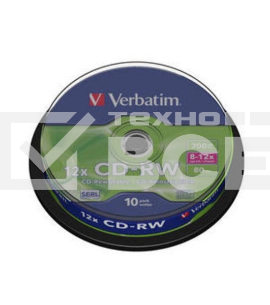 Диск CD-RW Verbatim 700Mb 10x Cake Box (10шт) (43480)