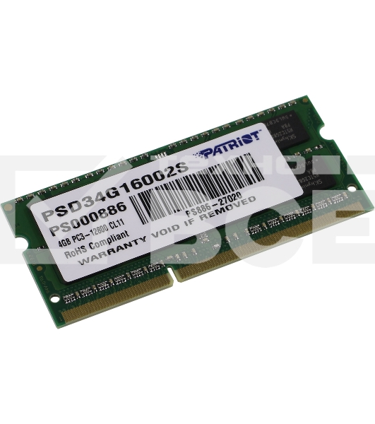 Оперативная память Patriot, DDR3, 4GB (1x4 GB), 1600 MHz, CL11, SO-DIMM