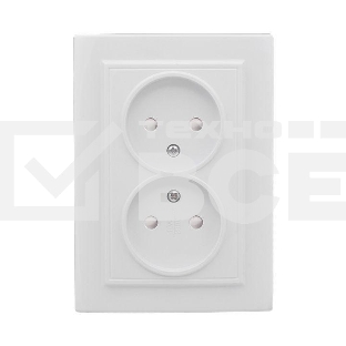 Розетка 2-м СП Минск 10А защ. шторки без заземл. бел. Basic EKF ERR10-102-100