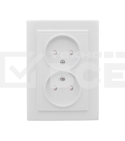 Розетка 2-м СП Минск 10А защ. шторки без заземл. бел. Basic EKF ERR10-102-100