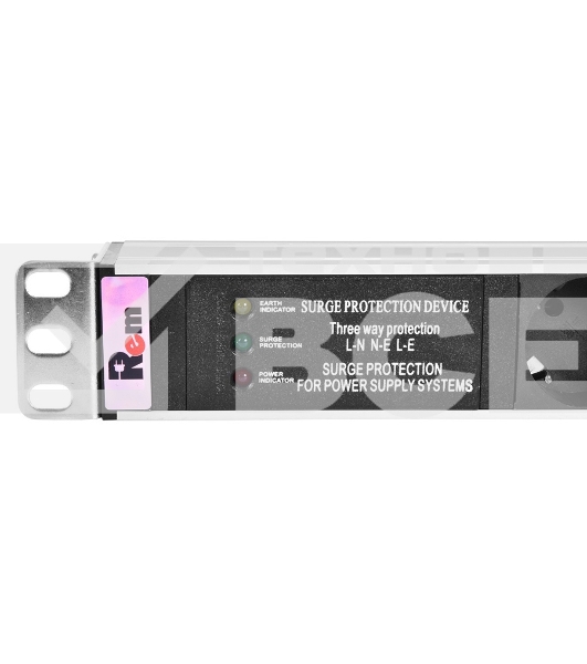 Блок розеток Rem-10 без шнура с фил. и инд., 7 Schuko, вход IEC 60320 C14, 10A, алюм., 19