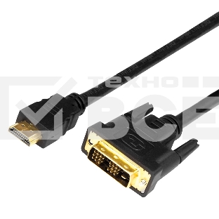 Шнур HDMI - DVI-D с фильтрами, длина 2 метра (GOLD) (PE пакет) Rexant