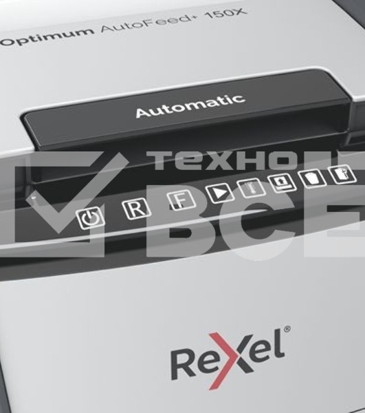Шредер Rexel Optimum AutoFeed 150X черный с автоподачей (секр.P-4)/фрагменты/150лист./44лтр./скрепки/скобы/пл.карты