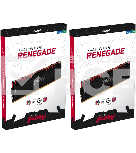 Оперативная память Kingston Fury Renegade, DDR4, 16GB (2x8GB), 3600MHz, CL16, с радиаторами, RGB, черный