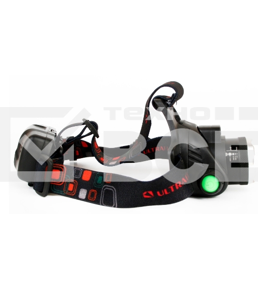 Фонарь Ultraflash налобный с аккумулятором E1336 3,7В, черный, 1LED, 4 Ватт, фокус, 2 ак 4 реж, сенсор, бокс