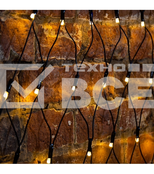 Гирлянда Сеть 2х2х1.5 м, свечение с динамикой, прозрачный ПВХ, 136 LED, 230 В, цвет свечения теплый белый