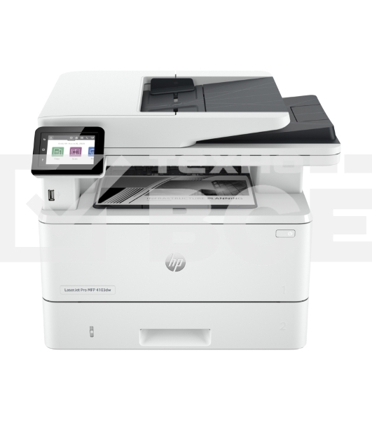 МФУ лазерный HP LaserJet Pro 4103dw (2Z627A), A4, ч/б, печ. до 40 стр/мин., скан. до 29 стр/мин. (ч/б) 20 стр/мин. (цвет), 1200 x 1200 dpi, USB, RJ-45, Wi-Fi, Air Print, Mopria