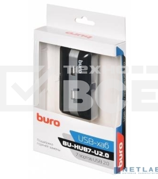 Разветвитель USB 2.0 Buro BU-HUB7-U2.0 7порт. черный