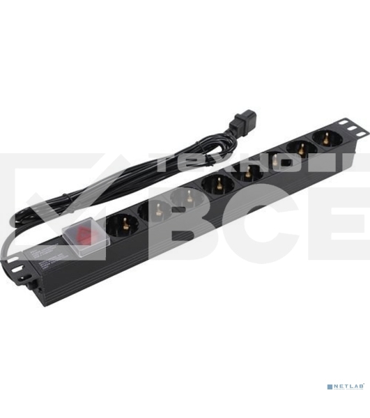 Блок розеток горизонтальный ExeGate ServerPro PDU-19H806 Al-8S-C14-3-SW, 19