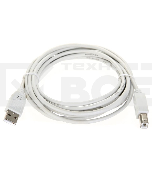 Кабель AM/BM USB2.0 3м Telecom USB 2.0 A-->B 3.0m, белый/серый, TC6900-3.0M