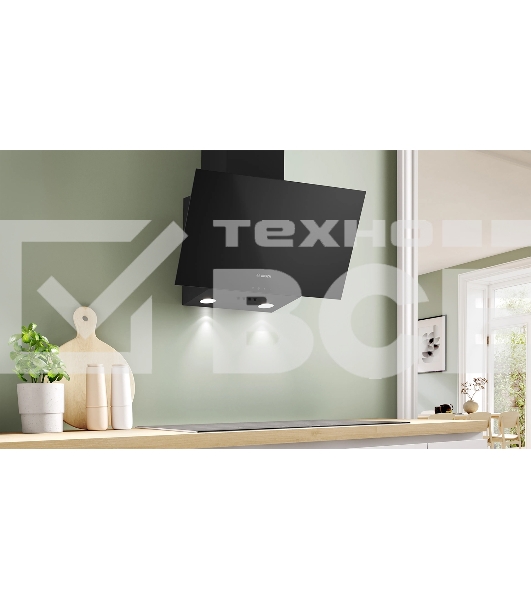 Вытяжка наклонная Bosch DWK63PJ60T 360 м3/ч, 60см, черный, Push buttons