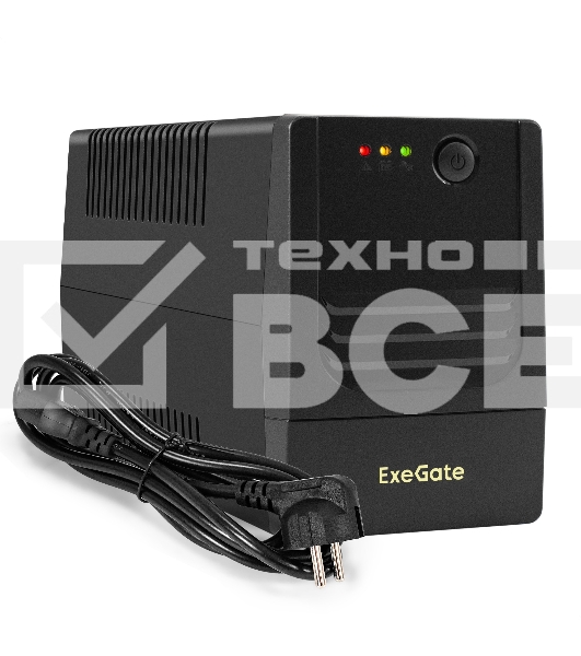 Источник бесперебойного питания ExeGate Power NB-650.LED.AVR.4C13 (650VA/390W, LED, AVR, 4*C13, батарея 12V 7Ah, черный)