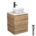 Тумба Bau Dream Blackwood 50 с дверцей, раковина BAU Crystal 40х40, смеситель для раковины высокий Hotel Black, черный, выпуск клик клак, черный, фото 1