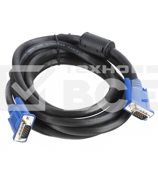 Кабель VGA 3м AOpen 2 фильтра, монитор-SVGA card 15M-15M, ACG341AD-3M