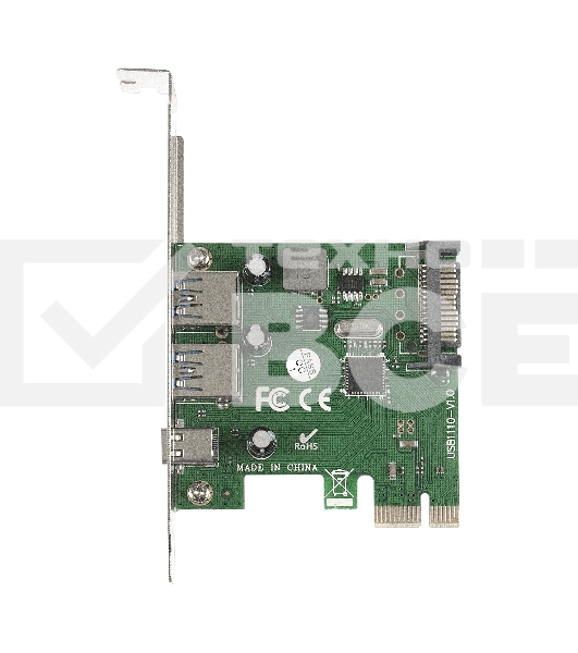 Контроллер ExeGate EXE-323 PCI-E 2.0, 2*USB3.0 ext + 1*Type-C, разъем доп.питания (OEM)