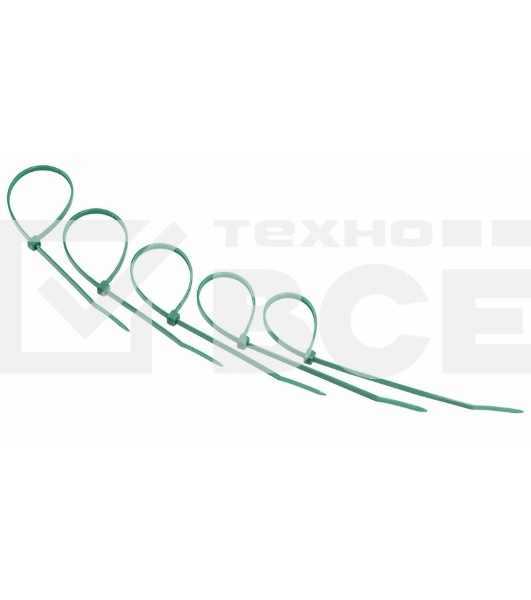 Хомут-стяжкa нeйлонoвая Rexant 200x3,6 мм, зеленая, упаковка 25 шт. 07-0203-25
