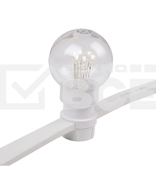 Гирлянда LED Galaxy Bulb String 10м, белый КАУЧУК, 30 ламп*6 LED БЕЛЫЕ, влагостойкая IP65
