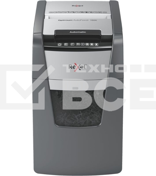 Шредер Rexel Optimum AutoFeed 150X черный с автоподачей (секр.P-4)/фрагменты/150лист./44лтр./скрепки/скобы/пл.карты