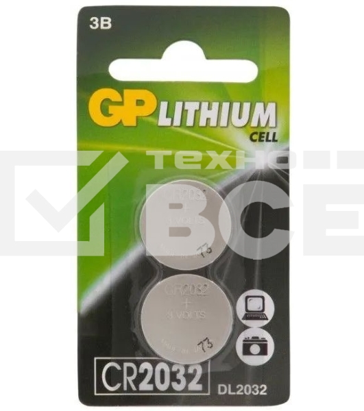 Батарея GP Lithium CR2032 (2шт) блистер