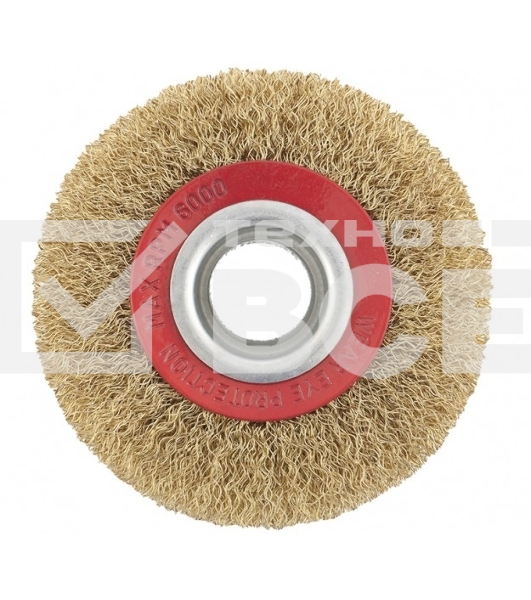 Щетка для точила Matrix 125 мм, посадка 20 мм, плоская, латунир. витая проволока