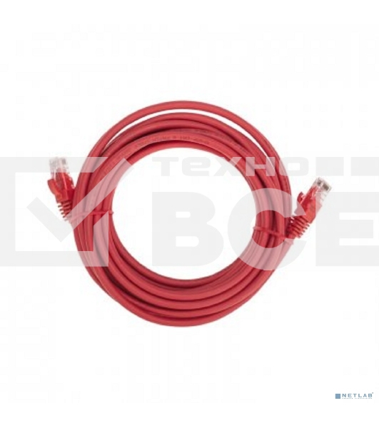 Патч-корд U/UTP Rexant категория 6, RJ45-RJ45, неэкранированный, 26AWG, LSZH, красный, 5 м