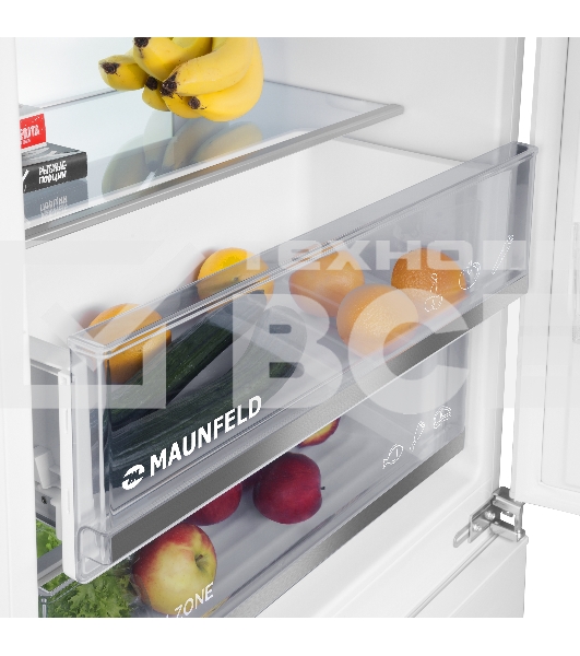 Встраиваемый холодильник Maunfeld MBF19369NFWGR LUX Inverter белый двухкамерный 257/84л морозилка снизу