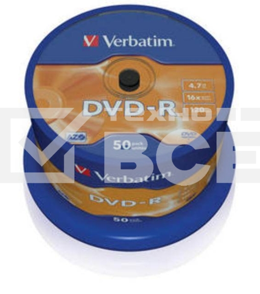 Диск DVD-R Verbatim 4.7Gb 16x Cake Box (50шт) (43548)