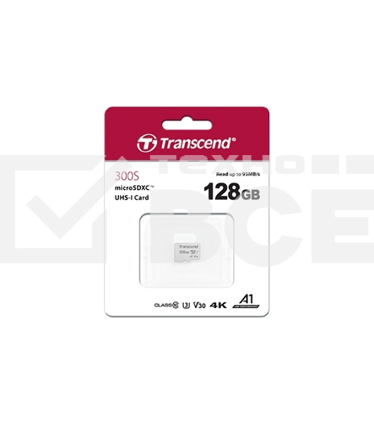 Флеш карта microSD 128GB Transcend microSDXC Class 10 UHS-I U3, V30, A1, (без адаптера), TLC