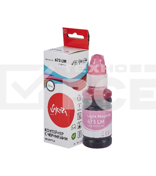 Контейнер с чернилами Sakura C13T67364A (673 LM) для Epson, светло-пурпурный, 5400 к., 70 мл.