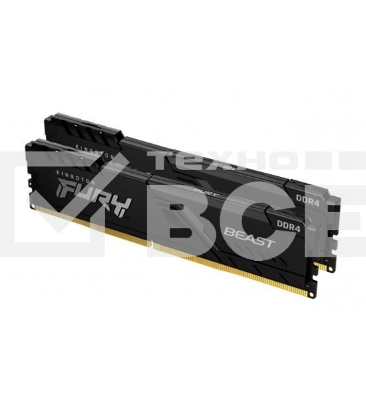 Оперативная память Kingston Fury Beast, DDR4, 16GB (2x8GB), 3600MHz, CL17, с радиаторами, черный