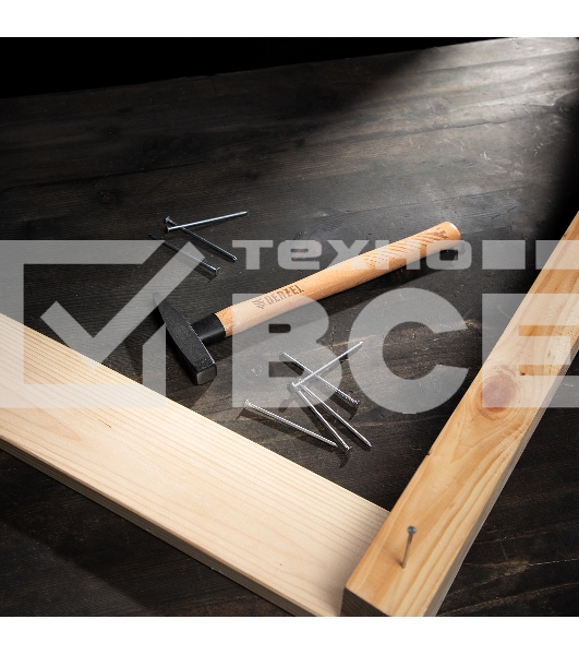 Молоток слесарный Denzel 200 г, кованый квадратный боек, буковая рукоятка