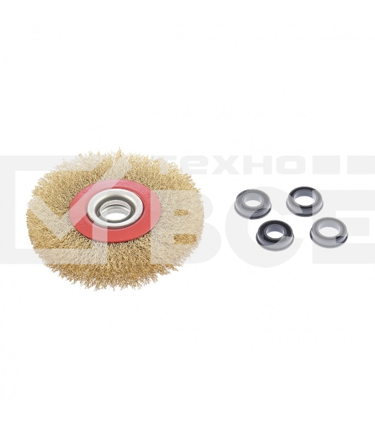 Щетка для точила Matrix 125 мм, посадка 20 мм, плоская, латунир. витая проволока