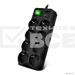 Сетевой фильтр SVEN SF-08E-16 (3 м 8 розеток с защитными шторками,16А) черный, цветная коробка, фото2