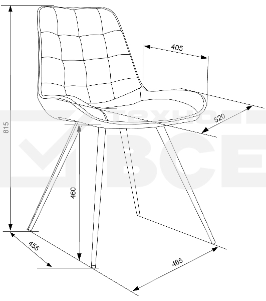 Стул для дома Бюрократ CH-K2 т. серый Holland 18 металл черный на ножках (CH-K2_1/HL18)