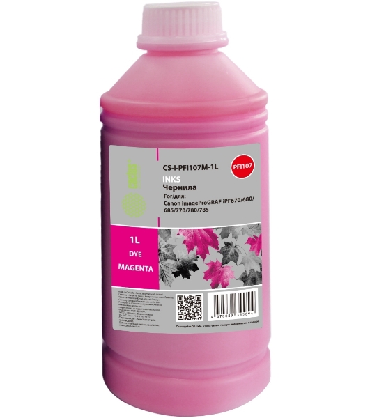 Чернила Cactus CS-I-PFI107M-1L PFI-107 пурпурный 1000мл для Canon imageProGRAF iPF670/680/685/770/780/785