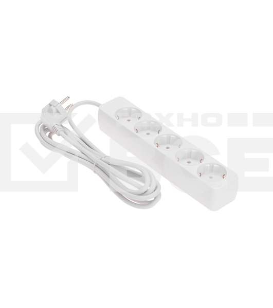 Удлинитель 5 гнезд, 3 м, 3х0,75 мм², с/з, белый PROconnect