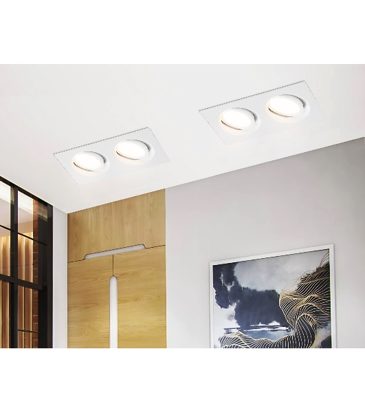 Встраиваемый поворотный точечный светильник Ambrella light TN102745/2 WH белый IP20 GU5.3/2 180*95*25