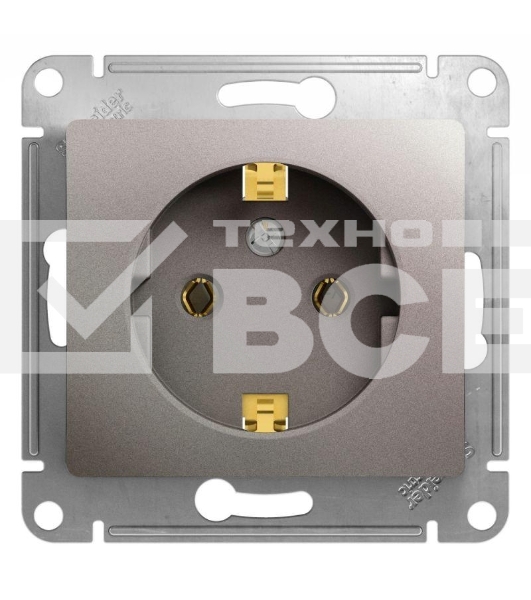 Розетка Systeme electric GSL001243 GLOSSA с заземлением,16А, 250В, механизм, ПЛАТИНА